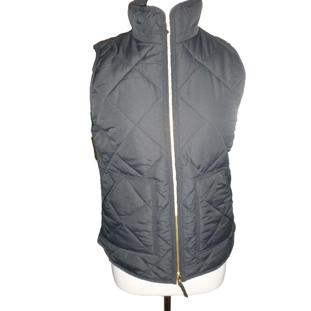 NWOT J Crew Quilted Puffer Vest Black Jacket Sleeveless Poly Fill sz XS